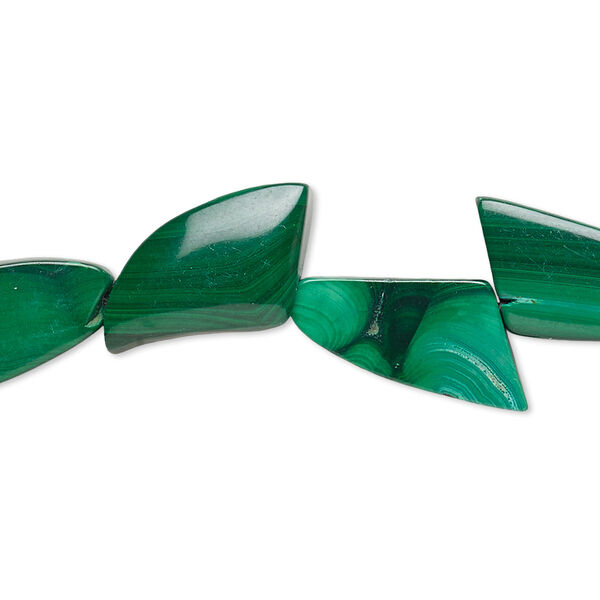 Bead, malachite (natural), 17x9mm-19x11mm freeform, B grade, Mohs hardness 3-1/2 to 4. Sold per 8-inch strand. image number 0