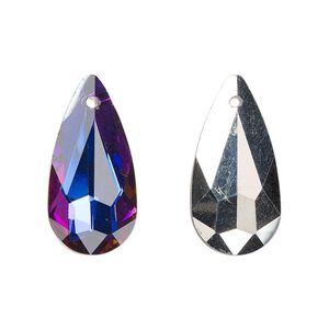 Drop, glass, opaque clear purple passion, 24x12mm teardrop. Sold per pkg of 4.
