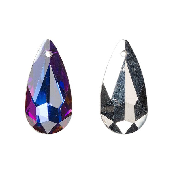 Drop, glass, opaque clear purple passion, 24x12mm teardrop. Sold per pkg of 4. image number 0