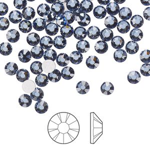 Flat back 1440pk denim blue foil back, Preciosa MAXIMA Czech crystal hotfix rhinestone 3.8-4mm chaton rose round SS16