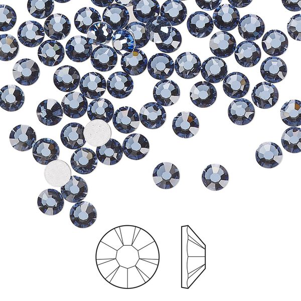 Flat back 1440pk denim blue foil back, Preciosa MAXIMA Czech crystal hotfix rhinestone 3.8-4mm chaton rose round SS16 image number 0