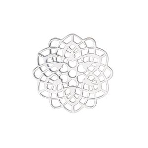 Component, sterling silver, 24x23mm single-sided flower with cutout design. Sold individually.