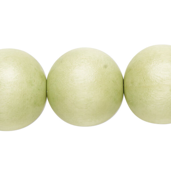 Bead, Taiwanese cheesewood (dyed / waxed), lime green, 19-20mm round. Sold per 15-1/2" to 16" strand. image number 0