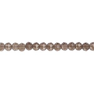 Smoky quartz 1pkg1, faceted round bead 13 inch 3-3.5mm