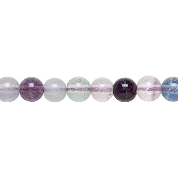 Bead, rainbow fluorite (natural), 6mm round, B grade, Mohs hardness 4. Sold per 15-1/2" to 16" strand. image number 0