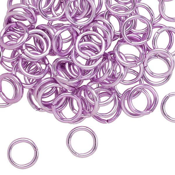 Jump ring, anodized aluminum, light purple, 8mm round, 5.4mm inside diameter, 16 gauge. Sold per pkg of 100. image number 0