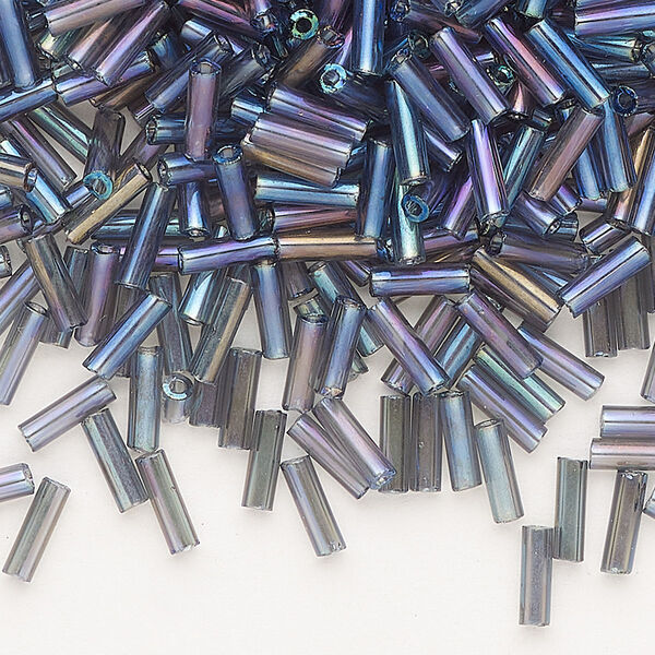 Bead, Preciosa Ornela Czech glass, bugle bead, pkg/500g, 1/4 inch, rainbow translucent grey, (41010). image number 0