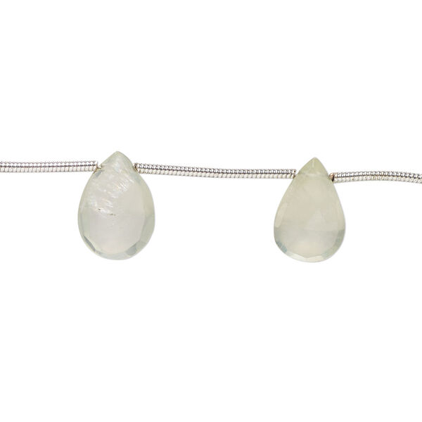 Prehnite 1pkg8, hand-cut top-drilled faceted puffed teardrop bead natural 10x7mm-13x9mm image number 0