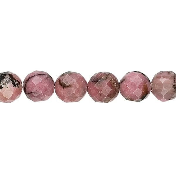 Rhodonite 1pkg1, faceted round bead natural 15.5-16 inch 8mm image number 0