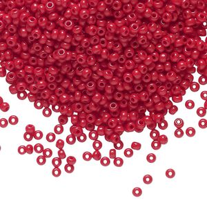 Seed bead, Preciosa Ornela Czech glass, pkg/50g, #11 rocaille, opaque ruby red, (93210).