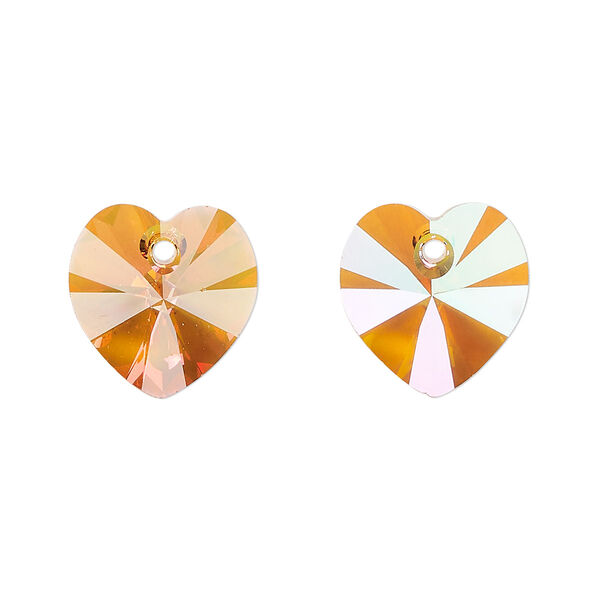 Drop 72pk crystal lava, Preciosa Czech crystal 14mm pendant heart image number 0