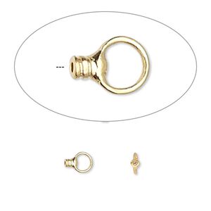 Crimp end, gold-plated brass, 2.5x1.5mm tube with loop, 0.5mm inside diameter. Sold per pkg of 100.