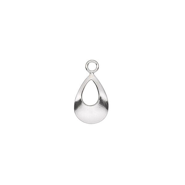 Drop, sterling silver, 12x9mm open teardrop. Sold per pkg of 2. image number 0