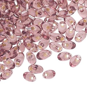 Seed bead, Miyuki, glass, pkg/10g, 7x4mm long magatama, transparent silver-lined purple (LMA-12).