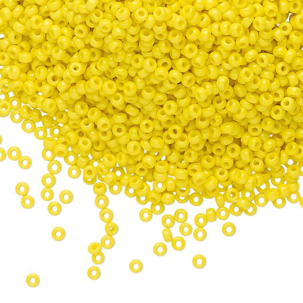Seed bead, Miyuki, glass, pkg/25g, #11 rocaille, opaque yellow, (RR-404). image number 0