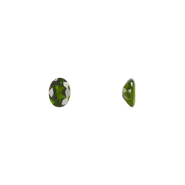 Gem, chrome diopside (natural), 7x5mm hand-cut faceted oval, B grade, Mohs hardness 5-1/2 to 6. Sold individually. image number 0