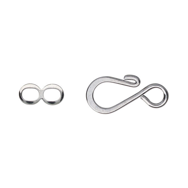 Clasp, hook-and-eye, gunmetal-plated brass, 14x10mm flat. Sold per pkg of 10. image number 0