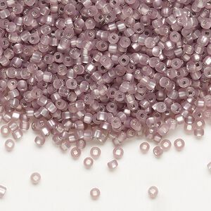 Seed bead, Dyna-Mites™, glass, pkg/40g, #11 round, translucent silver-lined matte lilac, (70MA:SR 11/0 SR).