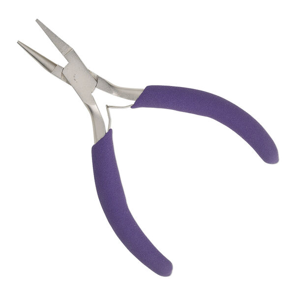 Pliers, round nose and flat forming, nickel-plated high carbon steel with satin finish and foam, purple, 5 inches. Sold individually. image number 0
