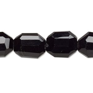 Black onyx 1pkg10, hand-faceted tumbled freeform nugget bead small