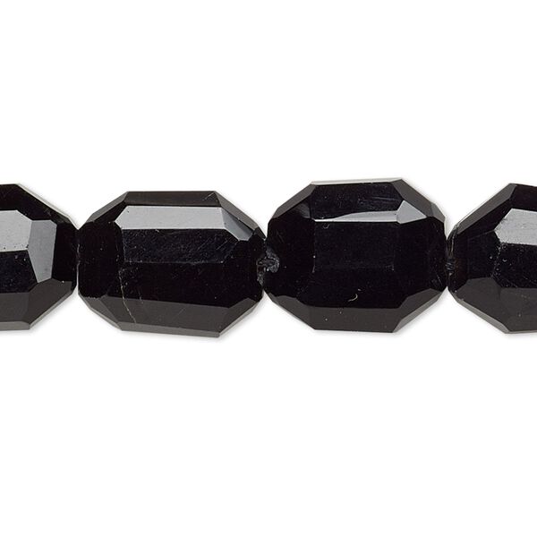 Black onyx 1pkg10, hand-faceted tumbled freeform nugget bead small image number 0
