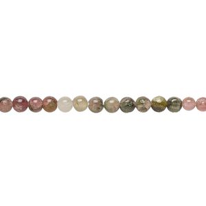 Multi-tourmaline 1pkg1, hand-cut round bead natural 12 inch 3-4mm