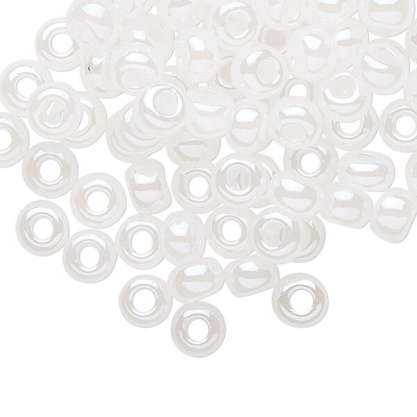 Seed bead, Preciosa Ornela Czech glass, pkg/500g, #2 rocaille, opaque luster alabaster, (57102). image number 0