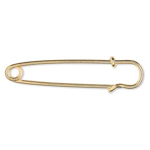 Kilt pin, gold-plated steel, 2 inches. Sold per pkg of 100.