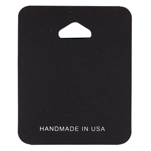 Necklace / bracelet card, plastic, black, 2-1/2 x 2 inches assembled with "HANDMADE IN USA." Sold per pkg of 100.