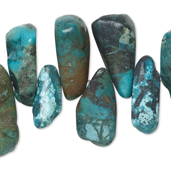 Bead, turquoise (dyed / stabilized), blue, extra-large chip, Mohs hardness 5 to 6. Sold per 15-1/2" to 16" strand. image number 0