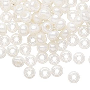 Seed bead, Preciosa Ornela Czech glass, pkg/500g, #2 rocaille, opaque pearl luster white, (47102).