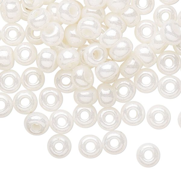 Seed bead, Preciosa Ornela Czech glass, pkg/500g, #2 rocaille, opaque pearl luster white, (47102). image number 0