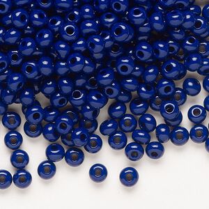 Seed bead, Preciosa Ornela Czech glass, pkg/500g, #6 rocaille, opaque cobalt blue, (33070).
