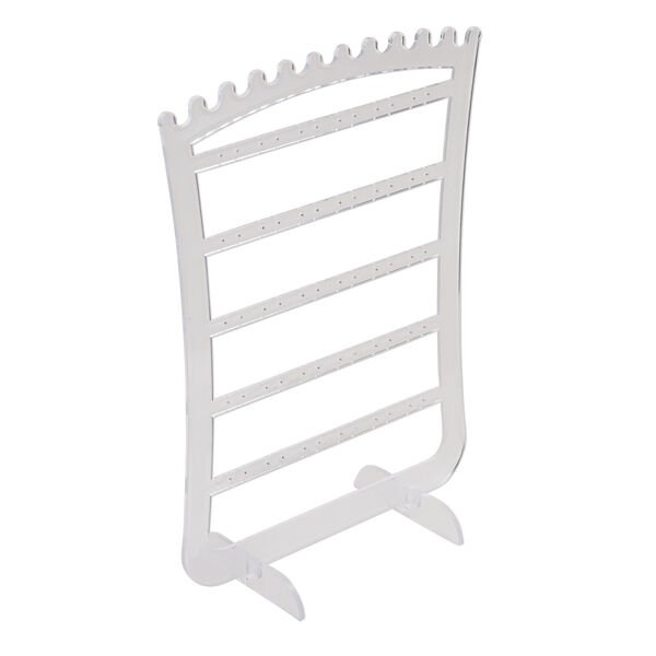 Display, earring and chain, acrylic, frosted clear, 11-3/4 x 8 x 3-1/2 inches. Sold per pkg of 3. image number 1