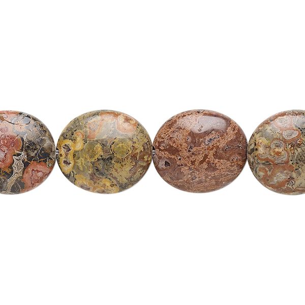 Leopardskin jasper 1pkg1, flat oval bead natural 15.5-16 inch 14x12mm image number 0