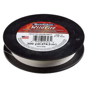 Thread, Beadalon® WildFire™, polyester and plastic, frost, 0.15mm with bonded coating, 10-pound test. Sold per 300-yard spool.