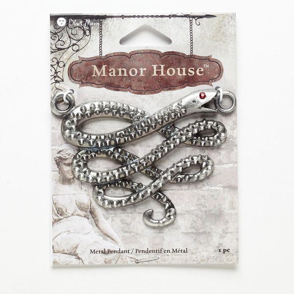 Focal, antique nickel-finished "pewter" (zinc-based alloy), 63x52mm snake. Sold individually. image number 0