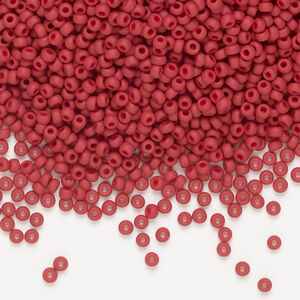Seed bead, Miyuki, glass, 1pkg250g, #11 rocaille, opaque matte luster brick red (RR-2040)