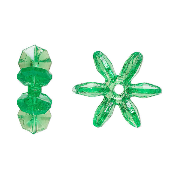 Bead, acrylic, transparent green, 18x7mm paddle wheel. Sold per pkg of 250. image number 0