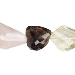 Multi-gemstone 1pkg1, hand-faceted nugget bead 8 inch medium