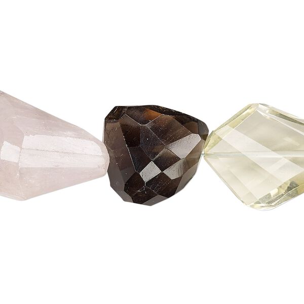 Multi-gemstone 1pkg1, hand-faceted nugget bead 8 inch medium image number 0