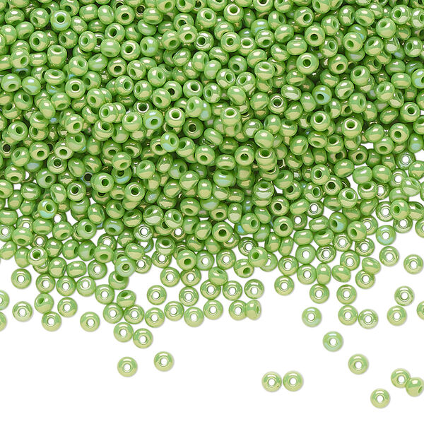 Seed bead, Preciosa Ornela Czech glass, pkg/50g, #11 rocaille, opaque rainbow mint green, (54230). image number 0