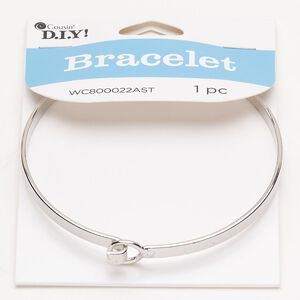 Bracelet 1pkg1 steel 8 inches hook clasp, silver finish