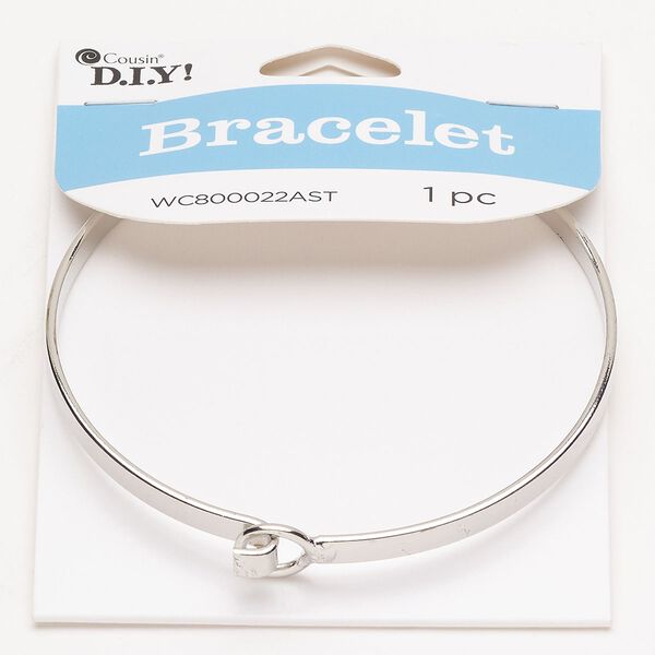 Bracelet 1pkg1 steel 8 inches hook clasp, silver finish image number 0