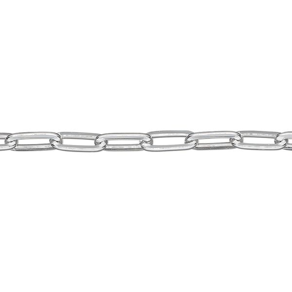 Chain, anodized aluminum, silver, 3.7mm paperclip. Sold per pkg of 5 feet. image number 0
