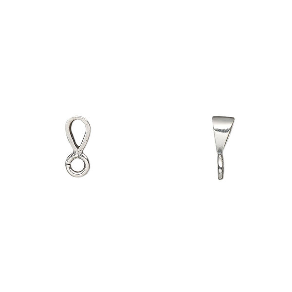 Bail, pendant, sterling silver, 6.5x3mm with open loop. Sold individually. image number 0