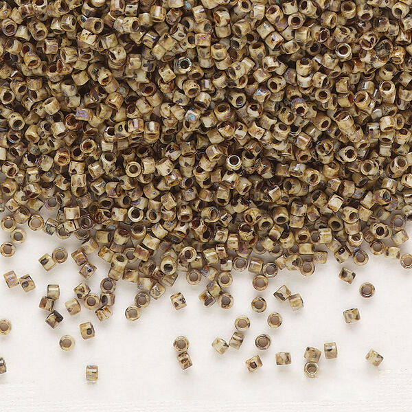 Seed bead, Delica®, glass, pkg/7.5g, #11 round, opaque Picasso brown (DB-2267). image number 0