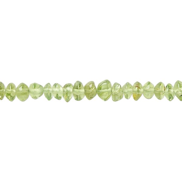 Peridot 1pkg1, hand-cut rondelle bead natural 15.5-16 inch 4x2mm-6x3mm image number 0