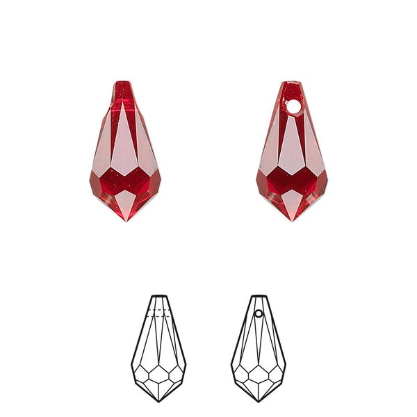 Drop 4pk Siam, Crystal Passions® 15x7.5mm pendant teardrop 6000 image number 0