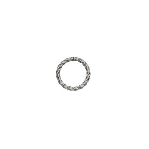 Jump ring, antique silver-plated brass, 10mm twisted round, 8mm inside diameter, 16 gauge. Sold per pkg of 100.